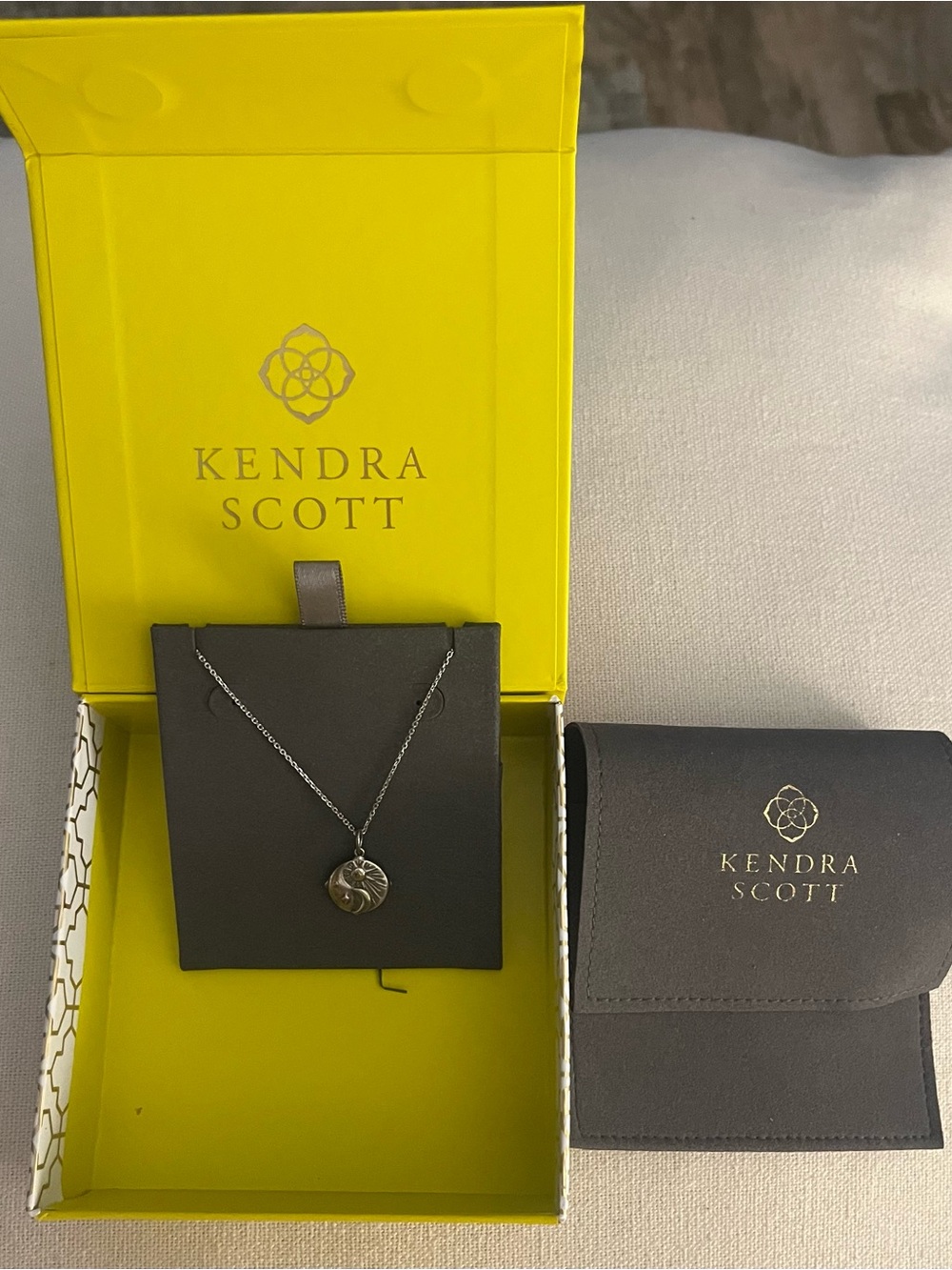 NWT Kendra Scott Sun & Moon Charm on 18’ Sterling Silver Thin Chain